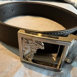Versace men's half medusa head leather belt size 36. Great condition